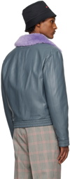 Marni Gray Contrast Leather Jacket