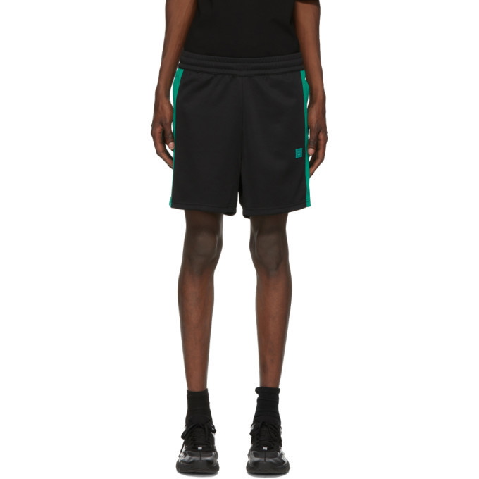 Photo: Acne Studios Black and Green Side-Stripe Track Shorts