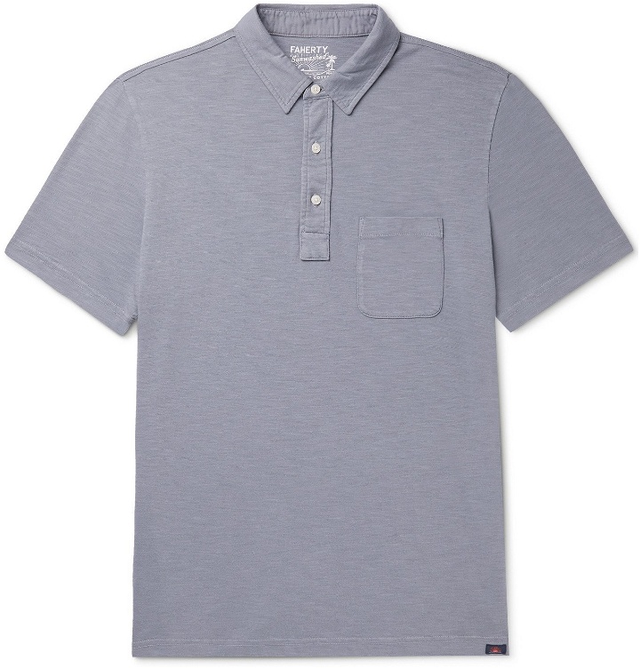 Photo: Faherty - Garment-Dyed Slub Cotton Polo Shirt - Blue