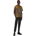 CMMN SWDN Khaki and Black Paisley Short Sleeve Shirt