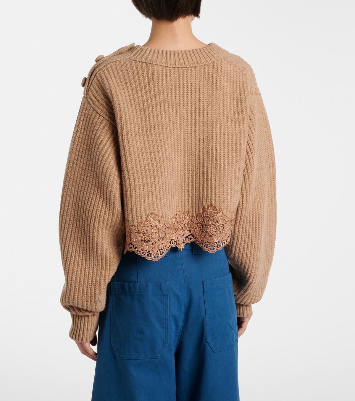 Chloé Lace-trimmed wool and cashmere sweater