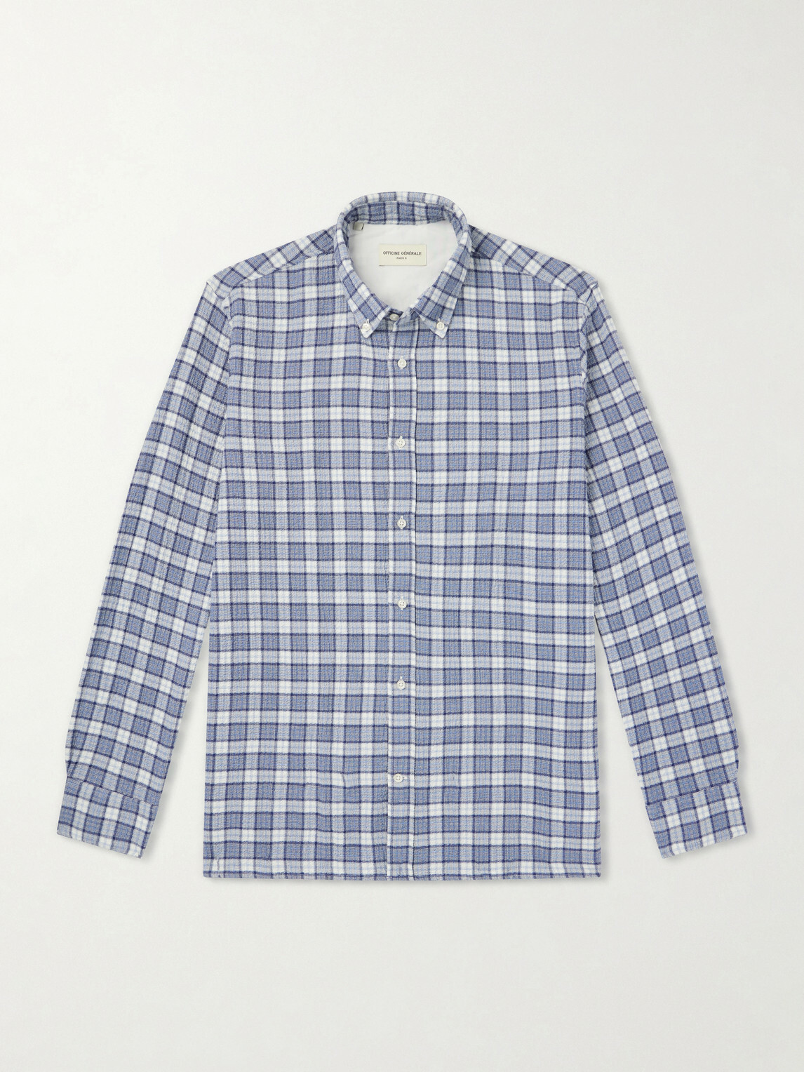 Officine Générale - Arsene Checked Cotton-Blend Shirt - Blue