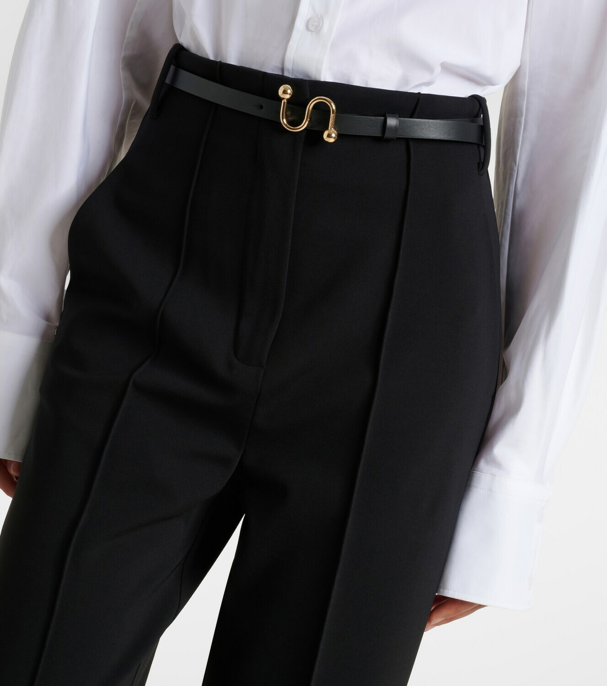 Sportmax Belted crêpe straight pants