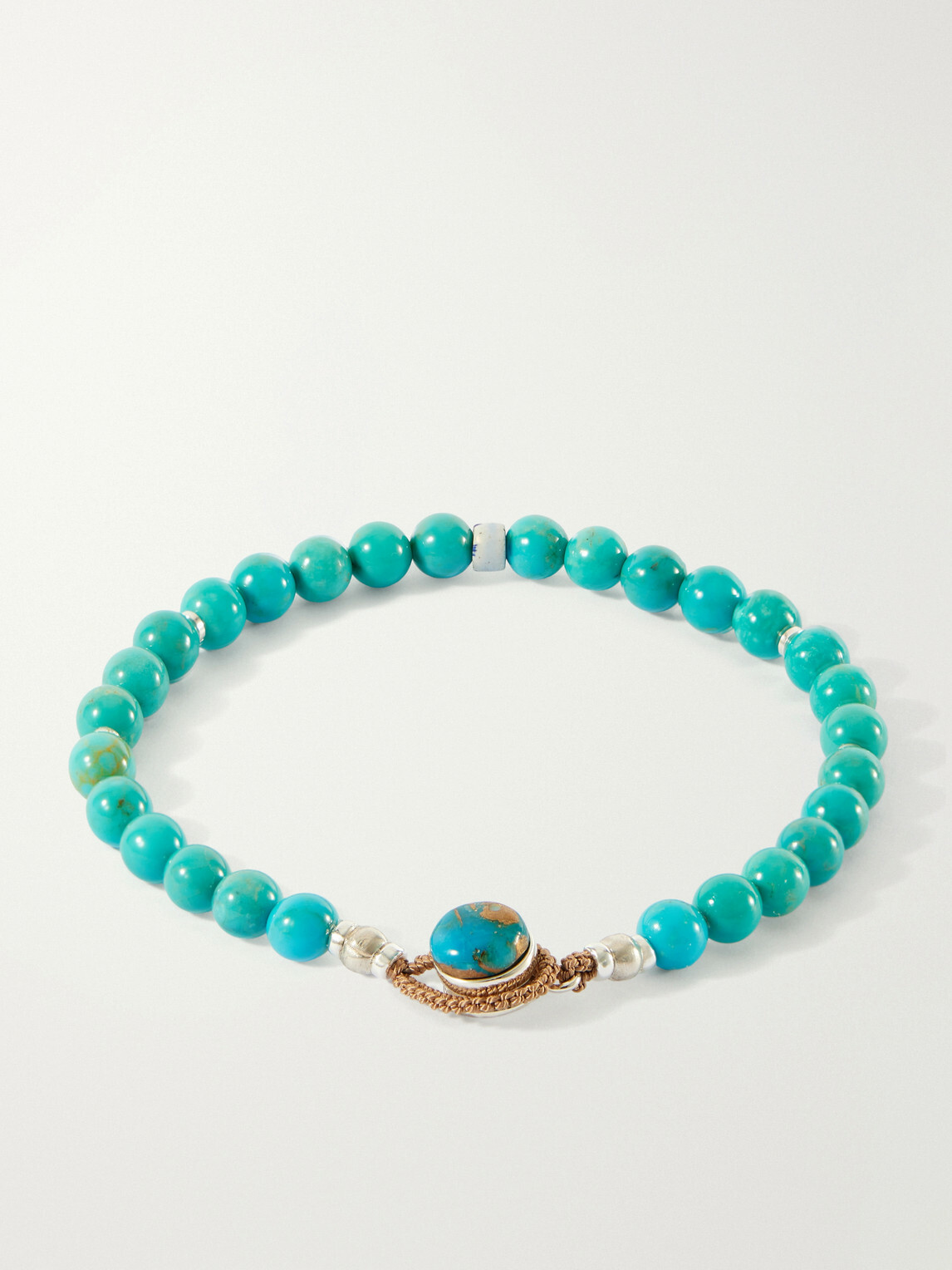 Mikia - Circle 8 Sterling Silver, Turquoise and Shell Beaded Bracelet - Blue