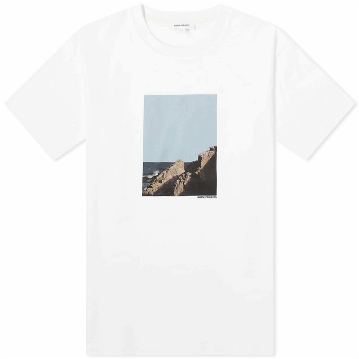 Photo: Norse Projects Men's Johannes Organic Cliff Print T-shirt in White