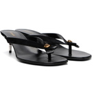 Versace Black Leather Heeled Sandals