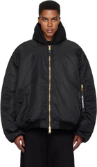 VETEMENTS Black Alpha Industries Edition Double Zip Reversible Bomber Jacket