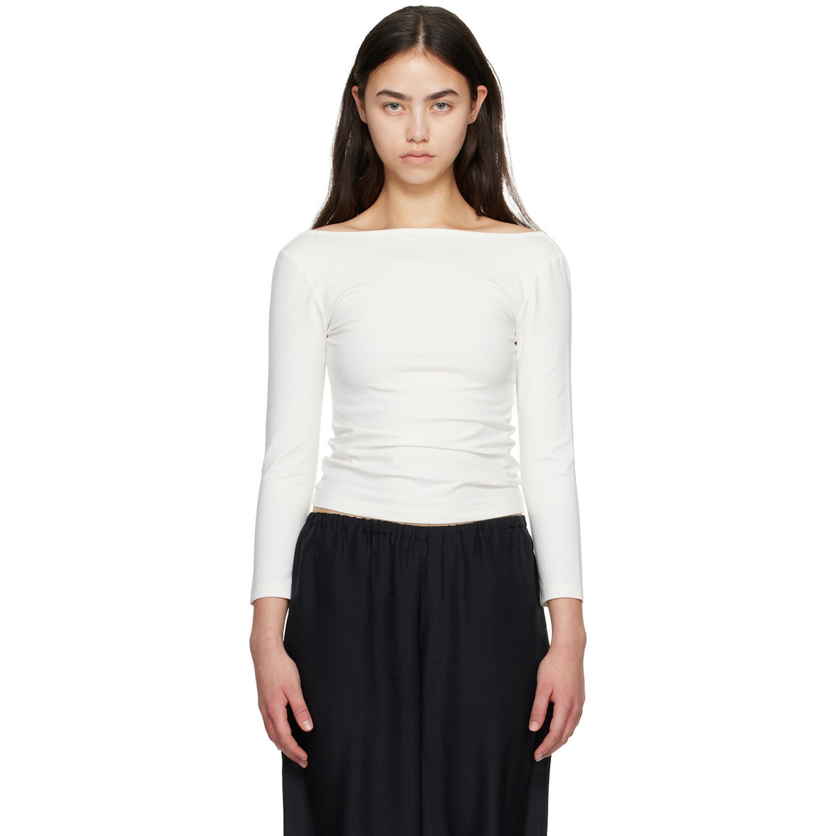 St. Agni White Soft Jersey Ballerina Long Sleeve T-shirt