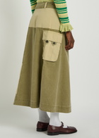 Damson Madder Marcelle Barn Cotton Canvas Midi Skirt Green