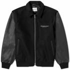 MKI Men's NDM Leather Varsity Jacket in Black