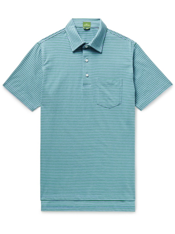Photo: SID MASHBURN - Striped Cotton-Jersey Polo Shirt - Blue