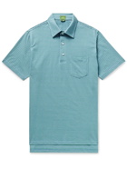 SID MASHBURN - Striped Cotton-Jersey Polo Shirt - Blue