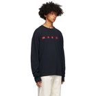 Marni Navy Light Cotton Print Long Sleeve T-Shirt