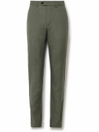Caruso - Slim-Fit Tapered Slub Silk and Linen-Blend Trousers - Green
