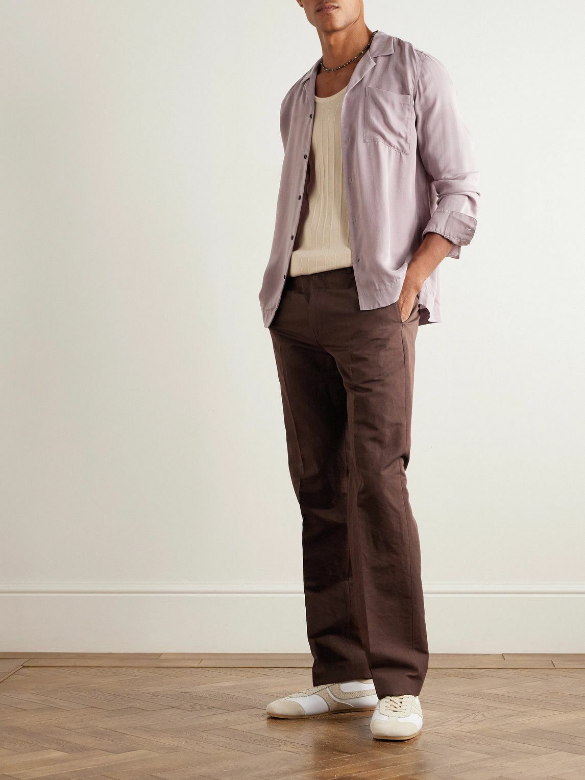 Paul Smith - Straight-Leg Cotton and Linen-Blend Trousers - Brown