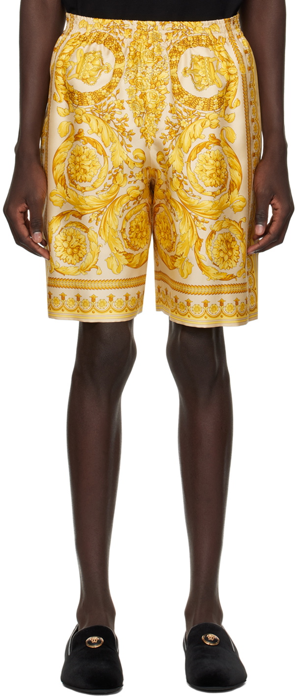 Versace Yellow Barocco Shorts Versace