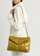 Saint Laurent - Women's Camel Lou Puffer Leather Shoulder bag - Quilted Chevron Matelassé - One Size