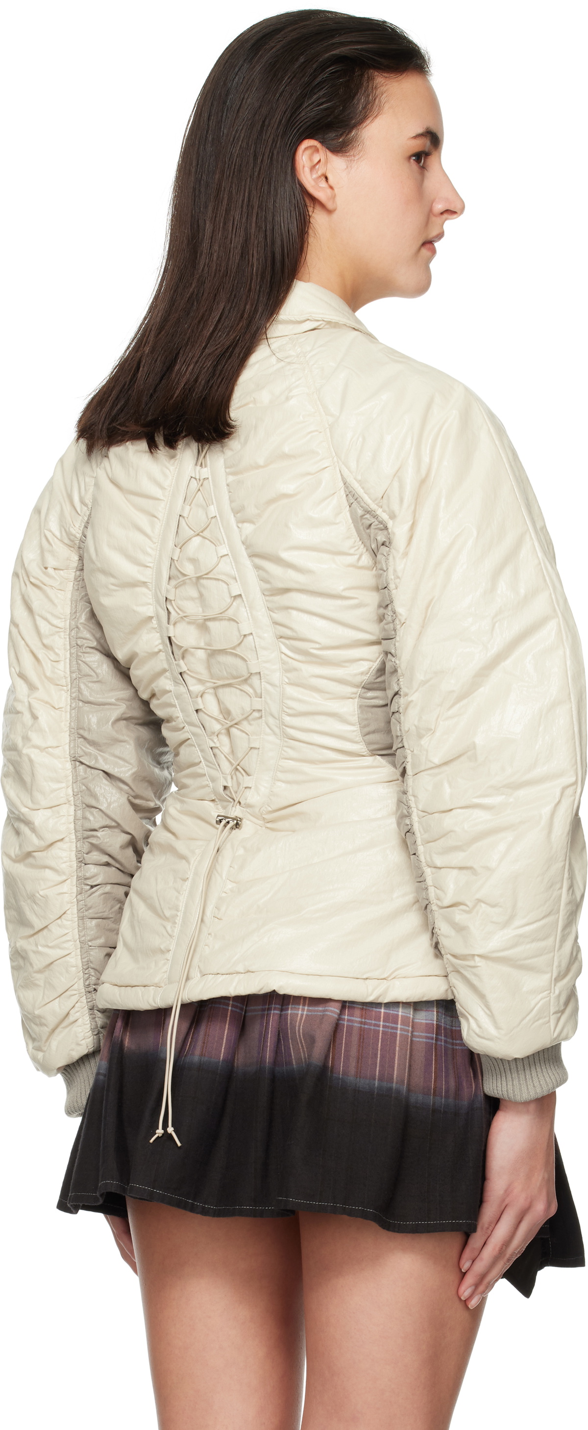 Andersson Bell Off-White Luna Back-Corset Bomber Jacket
