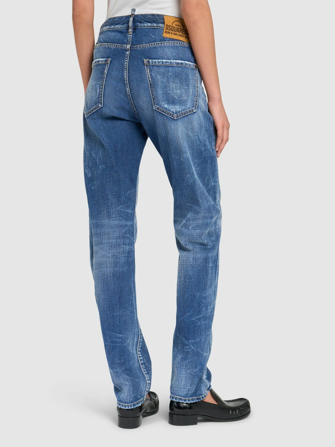 DSQUARED2 high-rise Distressed wide-leg Jeans | Grey | FARFETCH