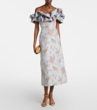 Markarian Floral lamé brocade midi dress