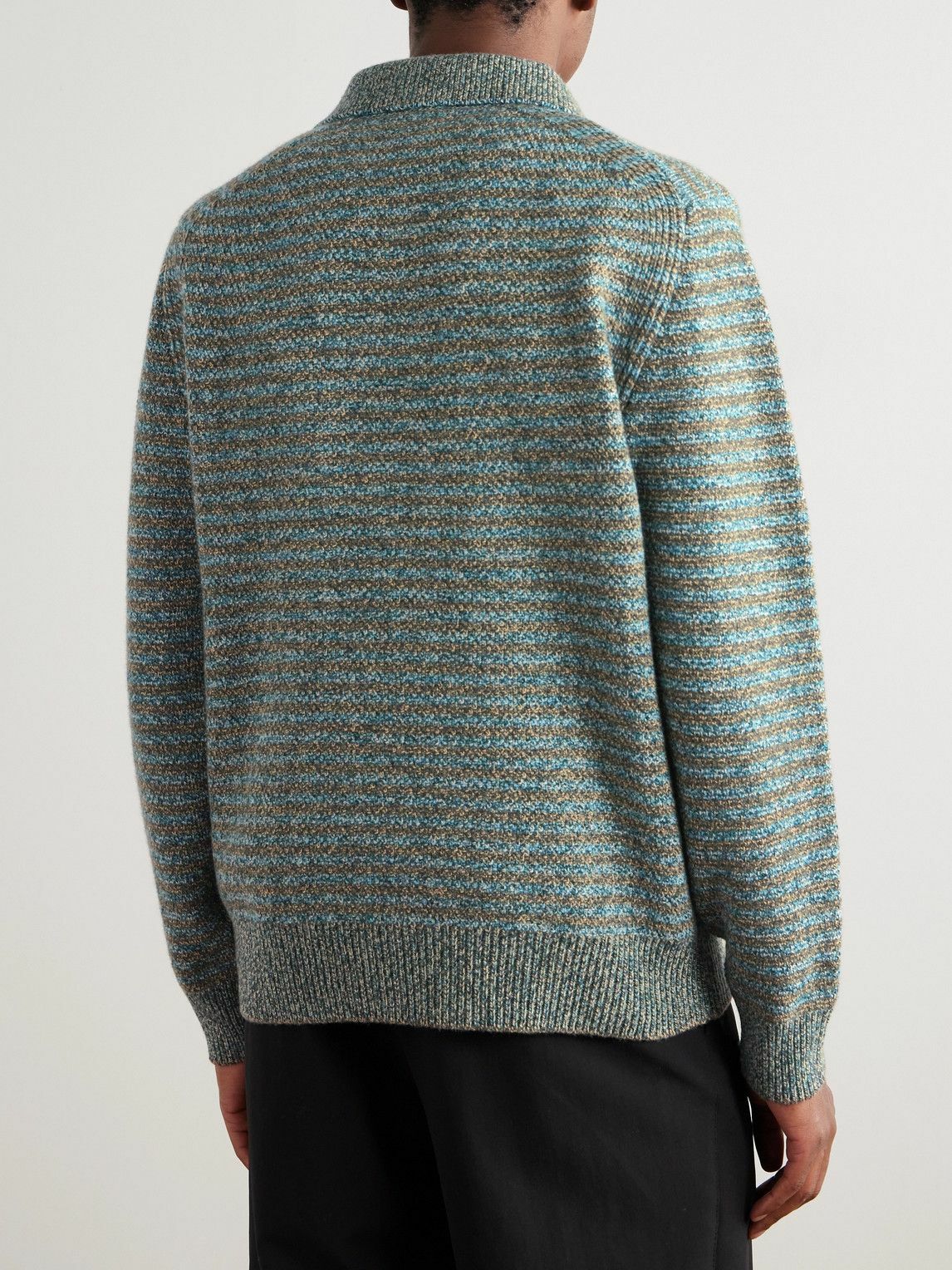 Paul Smith - Striped Wool Polo Shirt - Blue
