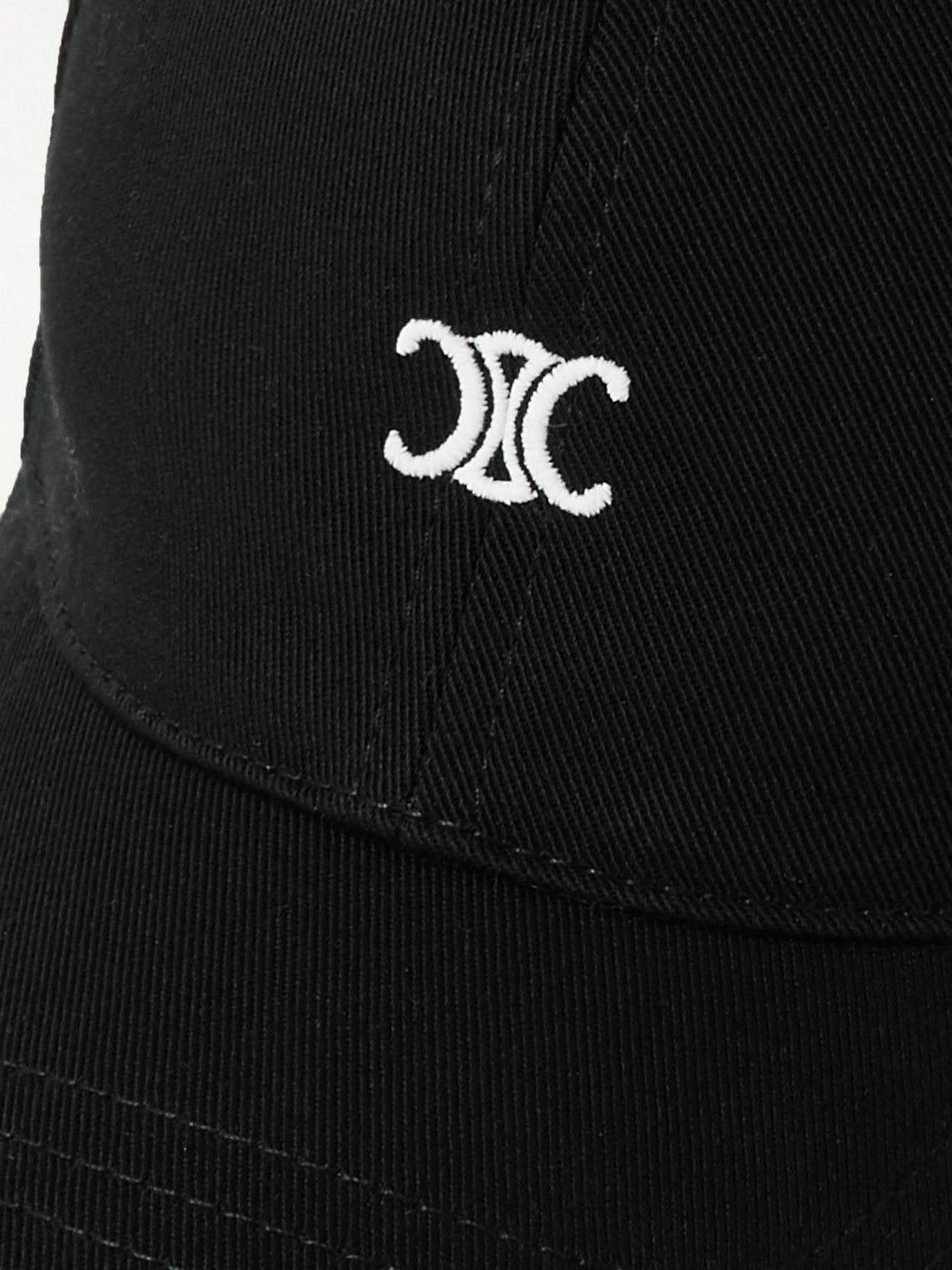 CELINE - Logo-Embroidered Cotton-Gabardine Baseball Cap - Black