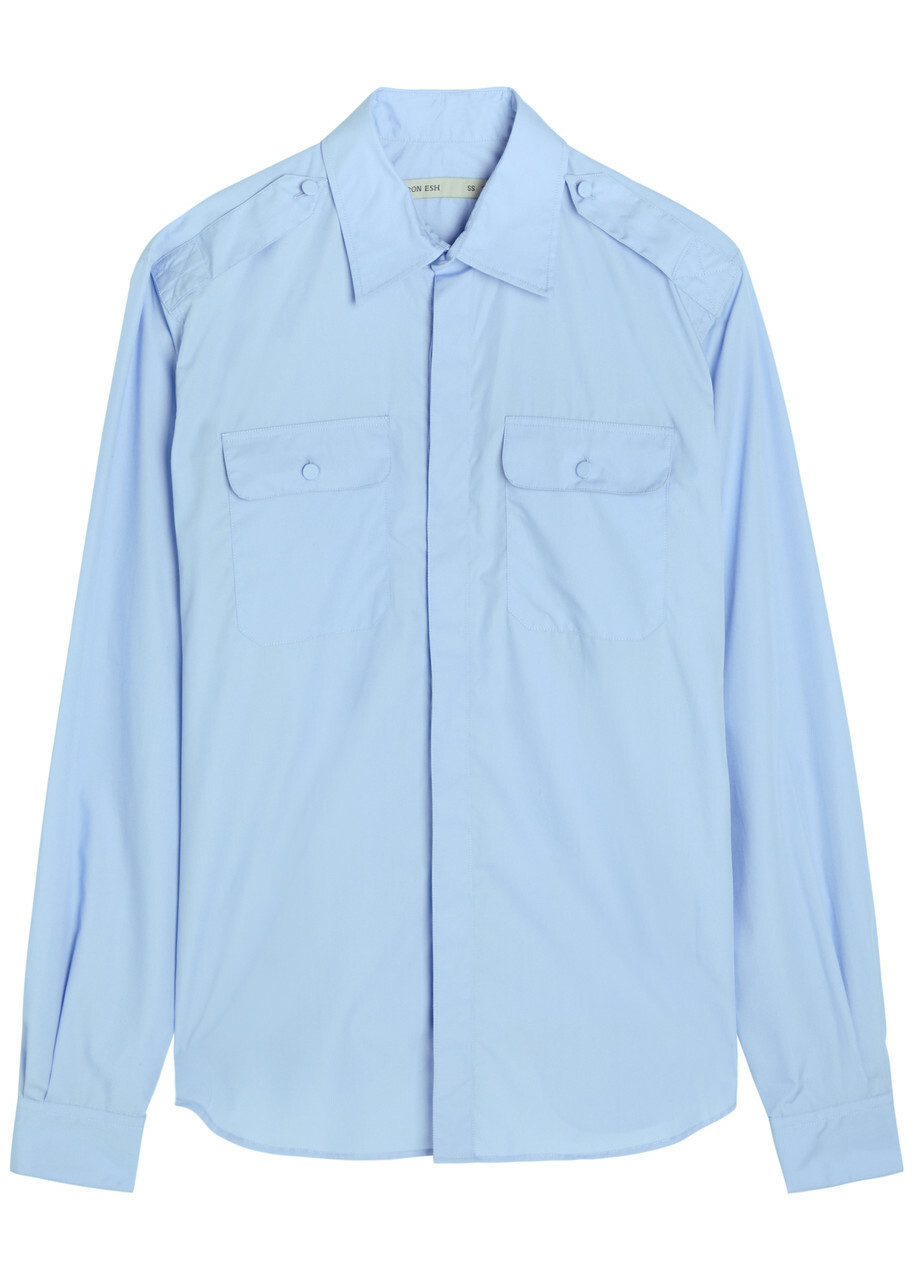 Aaron Esh Military Cotton-poplin Shirt Blue