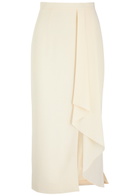 Roland Mouret Ruffled Cady Midi Skirt Cream