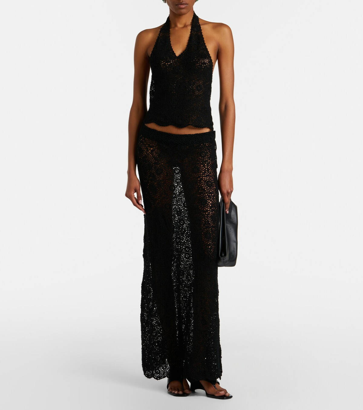 Nili Lotan Ventura crochet halterneck cotton top