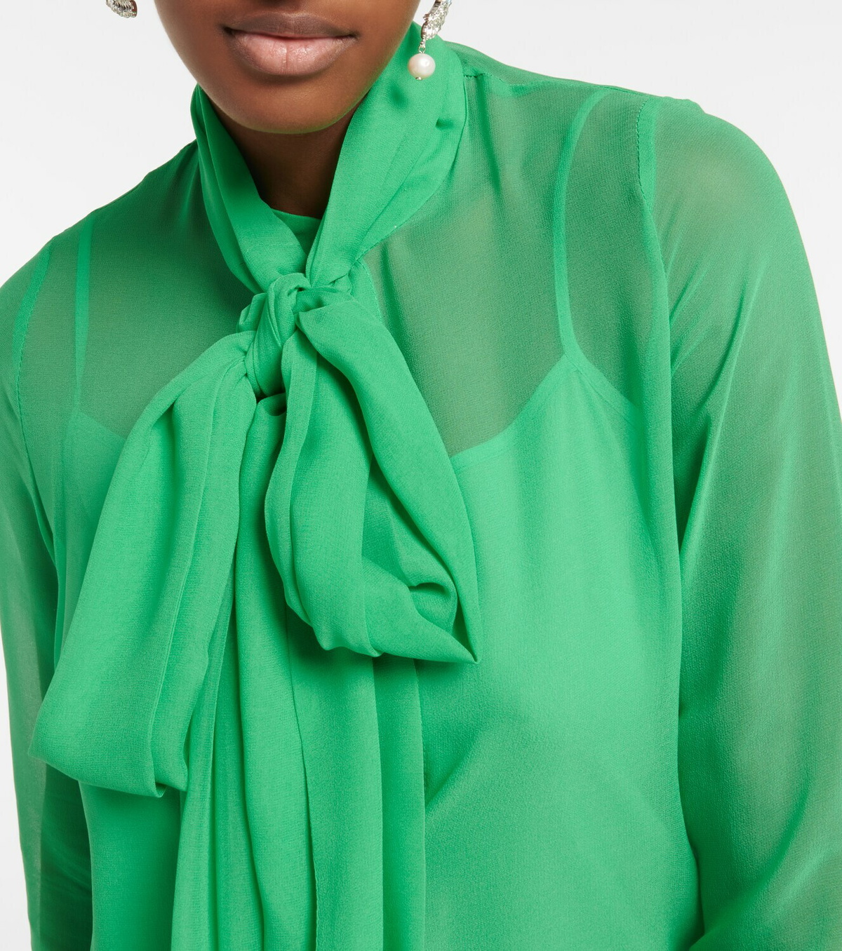 Costarellos Sloane tie-neck silk blouse