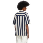 AMI Alexandre Mattiussi Beige and Navy Striped Shirt