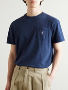 Polo Ralph Lauren - Logo-Embroidered Cotton and Linen-Blend Jersey T-Shirt - Blue