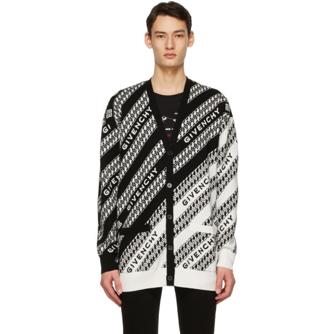 Givenchy Black and White Oversized Chain Cardigan Givenchy