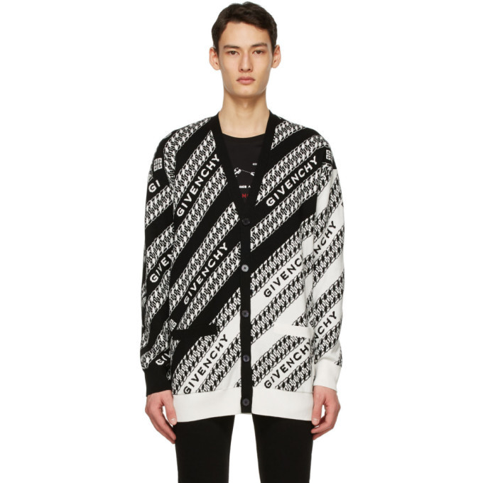 Photo: Givenchy Black and White Oversized Chain Cardigan