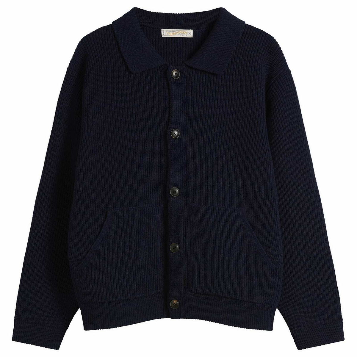 FrizmWORKS Men's Ultra Heavyweight Collar Cardigan in Navy