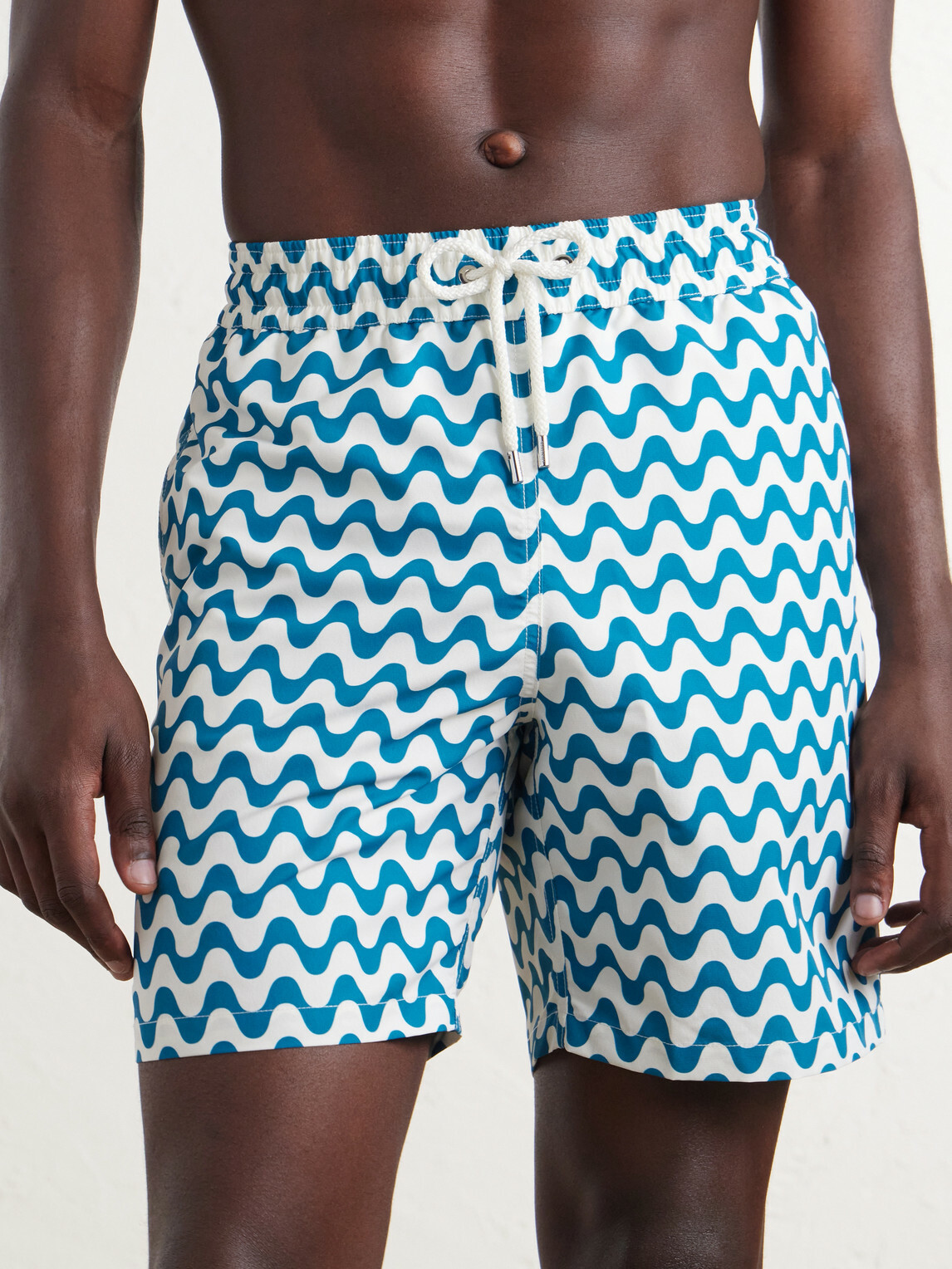 Frescobol Carioca - Santos Straight-leg Printed Swim Shorts - Blue