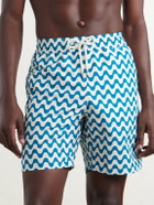 Frescobol Carioca - Santos Straight-leg Printed Swim Shorts - Blue