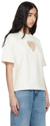 AREA White Crystal Heart Cutout Relaxed T-shirt