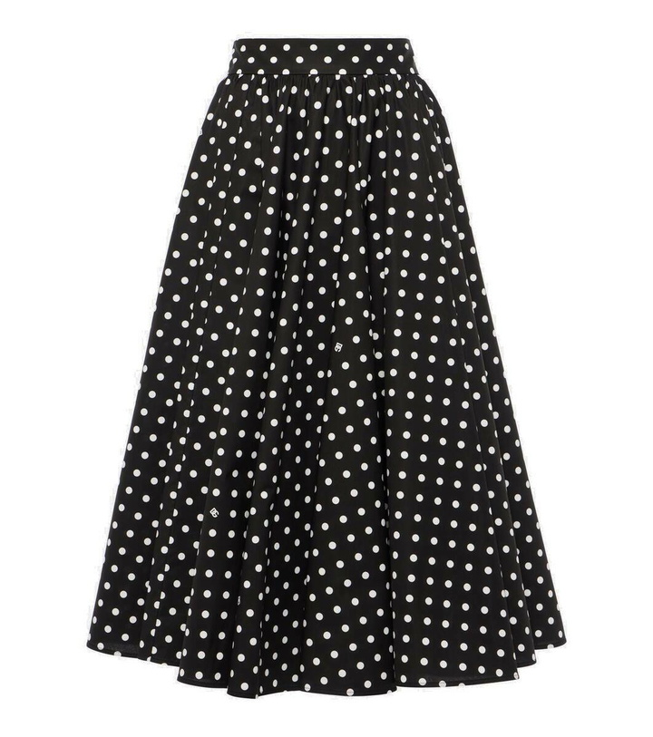 Photo: Dolce&Gabbana Polka-dot high-rise cotton poplin midi skirt