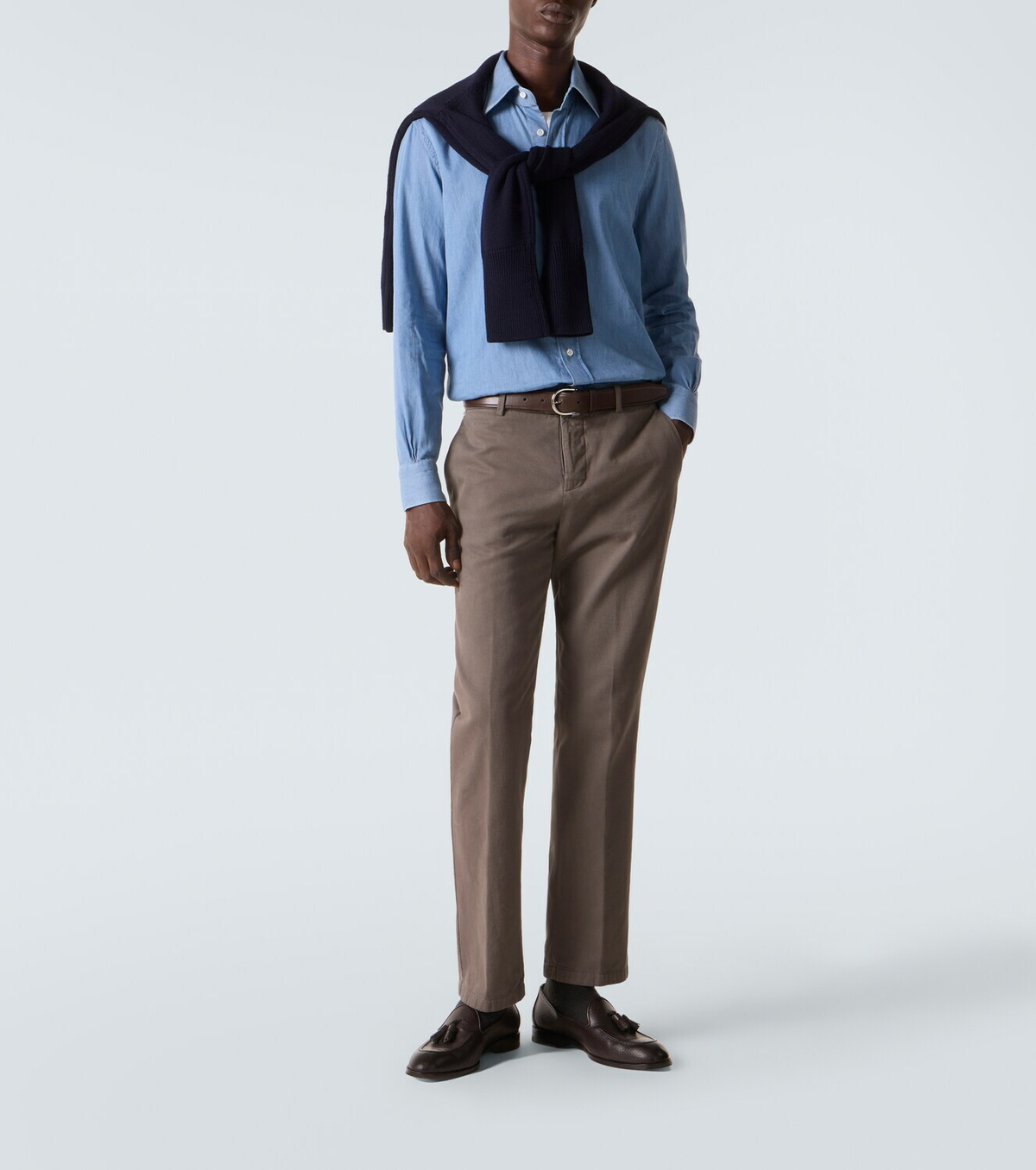 Kiton Cotton and cashmere slim chinos