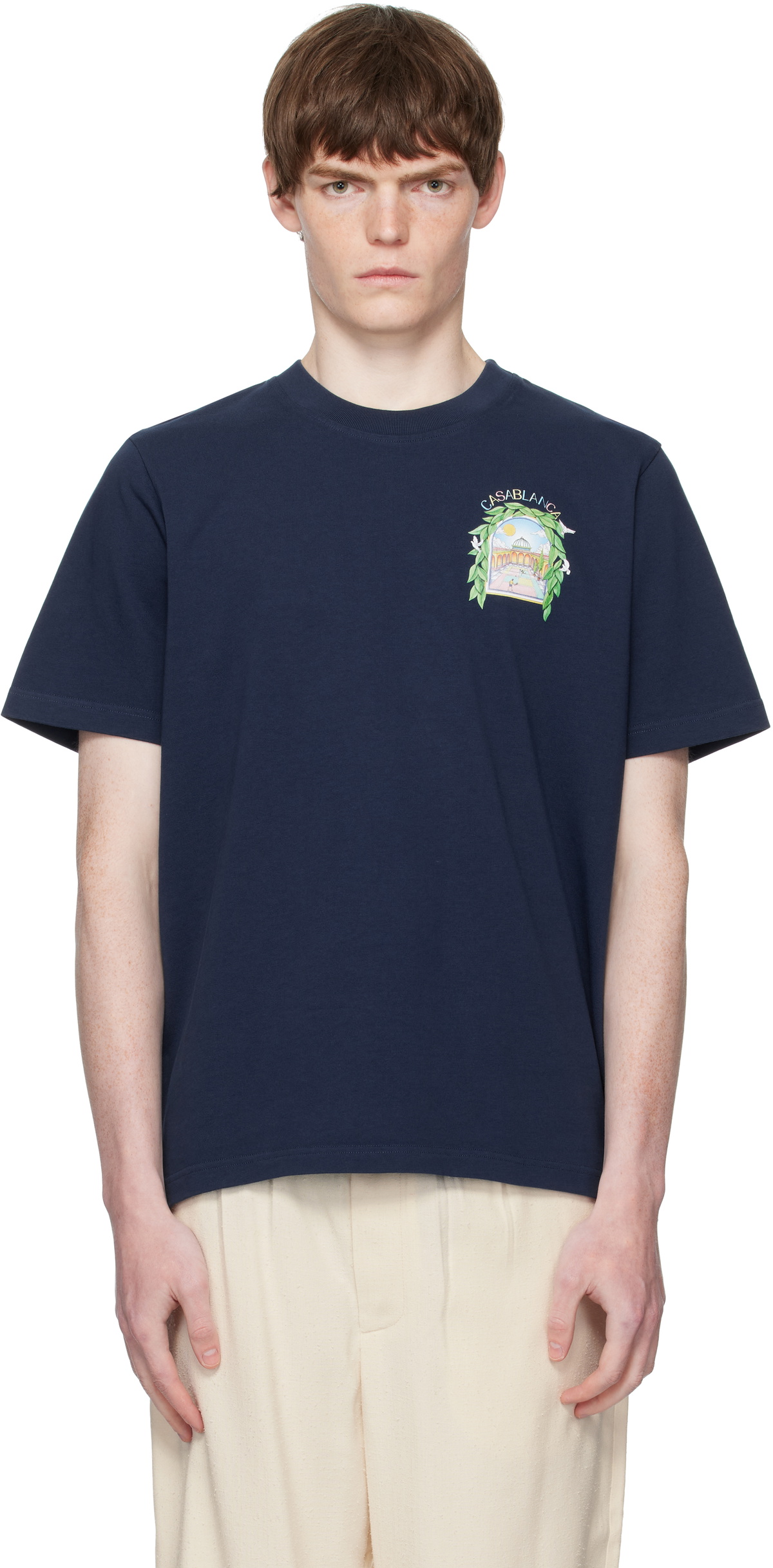 Casablanca Navy L'Arche De Tennis Short-Sleeve T-Shirt Casablanca