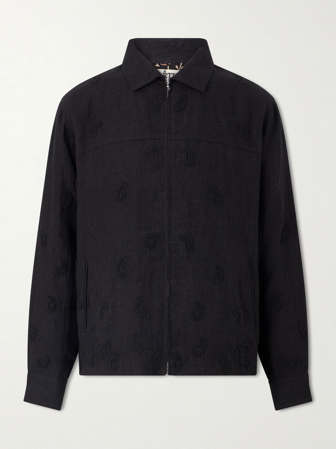 Kartik Research - Embellished Linen Blouson Jacket - Black