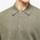 Studio Nicholson Men's Noe Long Sleeve Knit Polo Shirt in Moss
