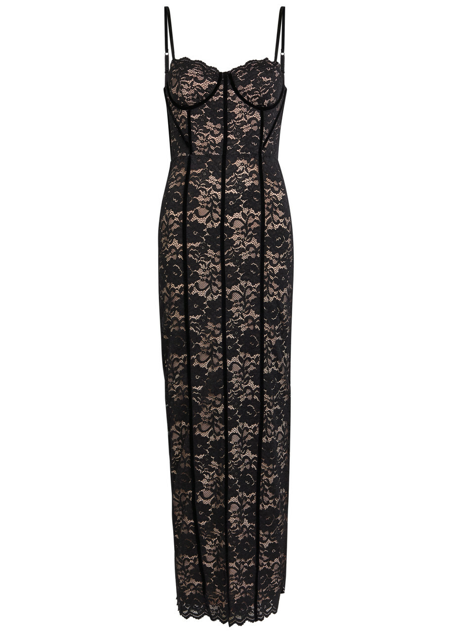 Alice + Olivia Carissa Floral-lace Maxi Dress Black