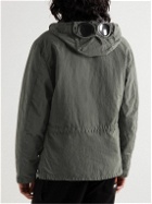 C.P. Company - Cotton-Blend Hooded Coat with Goggles and Detachable Liner - Gray