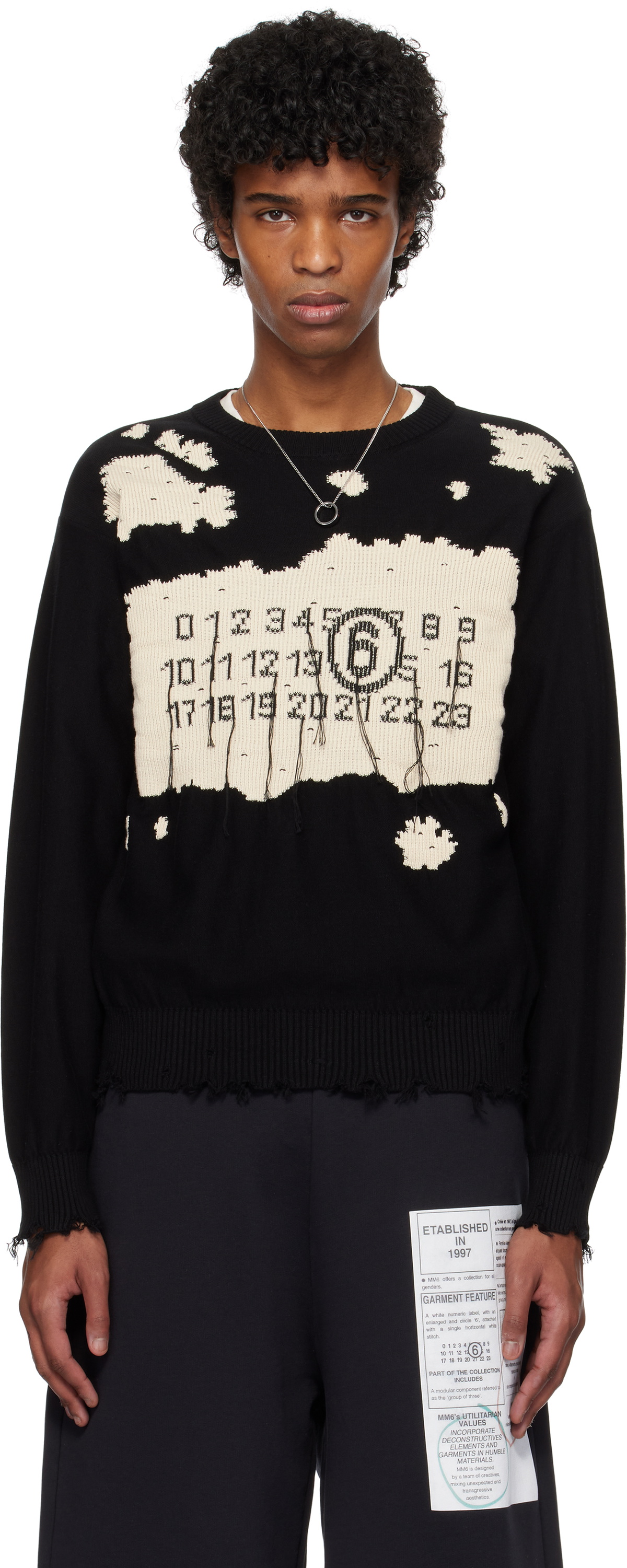 MM6 Maison Margiela Black Crewneck Sweater MM6 Maison Margiela