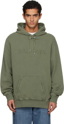 Balmain Khaki Vintage 'Balmain' Embroidered Hoodie