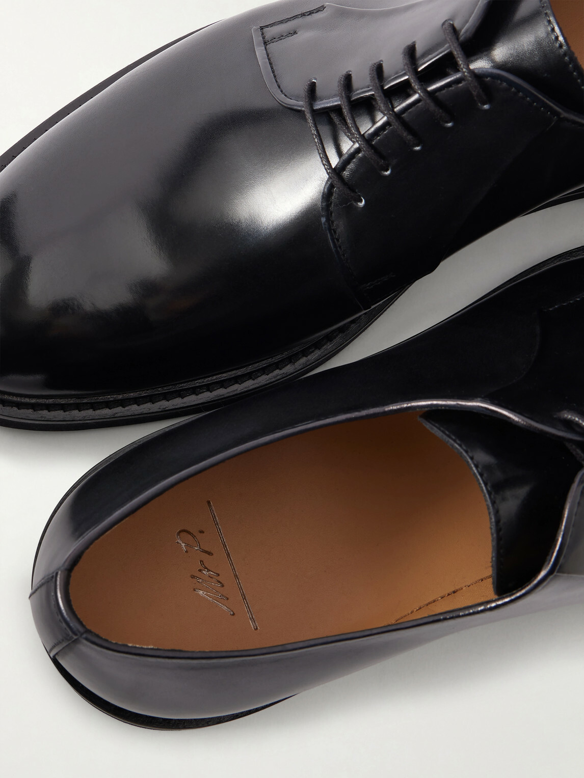 Mr P. - Leather Derby Shoes - Black
