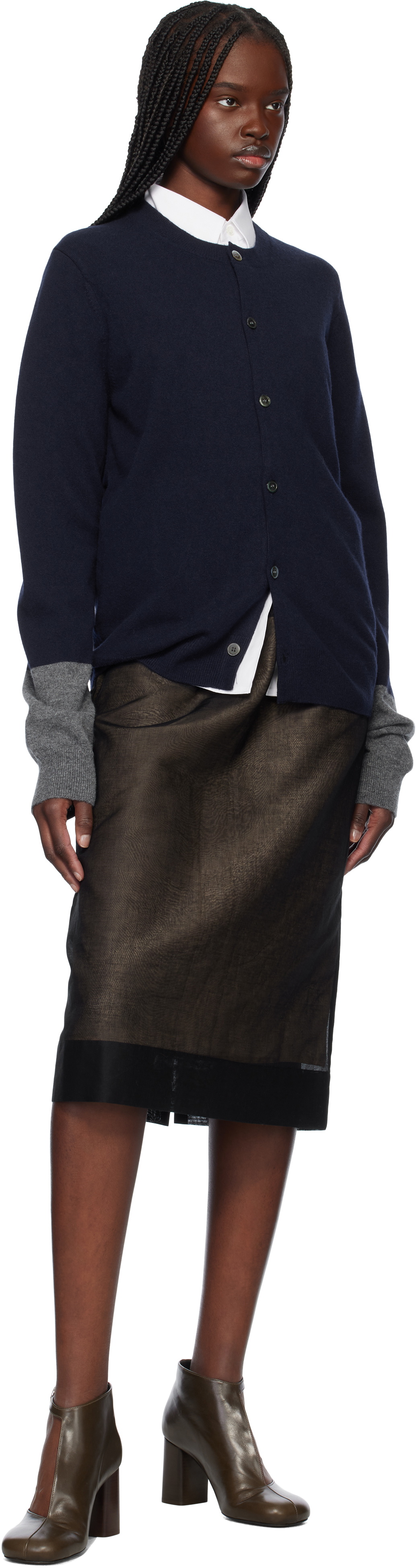 Comme des Garçons Shirt Navy Crew Neck Cardigan