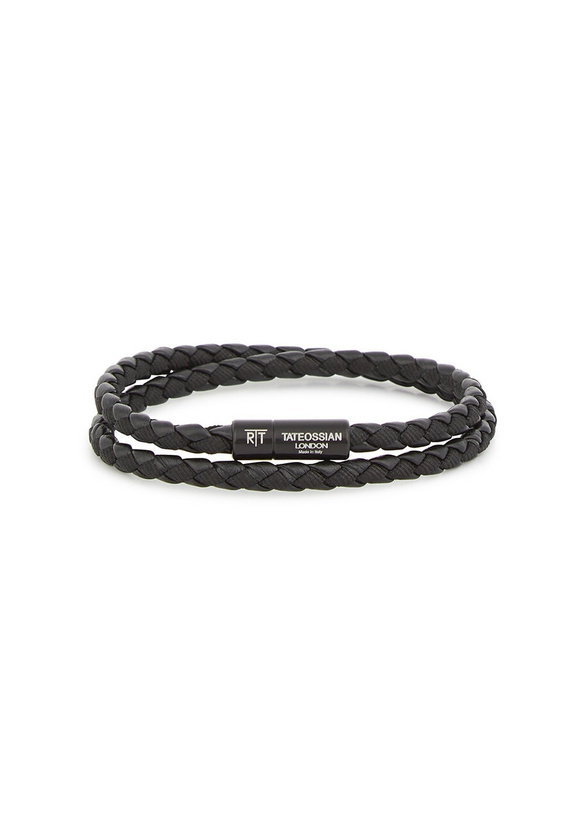 Photo: Tateossian Chelsea Double-wrap Black Leather Bracelet
